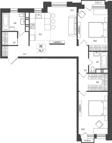 Купить трехкомнатную квартиру в ЖК Новая Щербинка в Московской области. Вариант № 92674, 0, площадь - квм, цена 14943229 рублей
