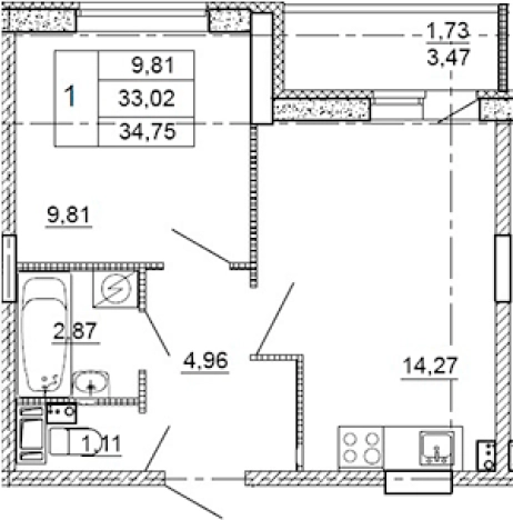 Купить квартиру в ЖК Рубеж в Ленинградской области. Вариант № 7603363, 0, площадь -  квм, цена 4840500 рублей