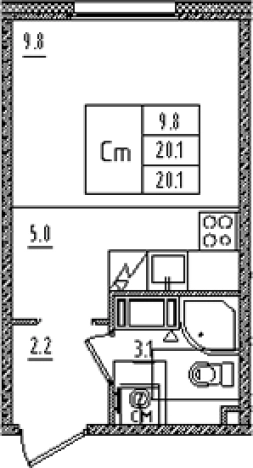 Купить Студию на улице Товарищеский проспект в Санкт-Петербурге. Вариант № 6608677, 0, площадь -  квм, цена 6299922 рублей