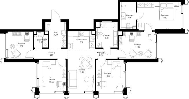 Купить четырехкомнатную квартиру в районе Можайский в Москве. Вариант № 10349858, 0, площадь -  квм, цена 55134000 рублей
