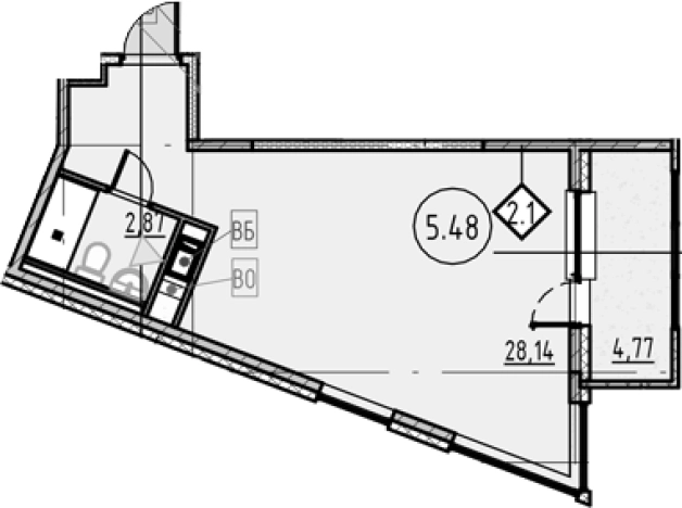 Купить Студию у метро Обухово в Санкт-Петербурге. Вариант № 4163094, 0, площадь -  квм, цена 8042441 рублей