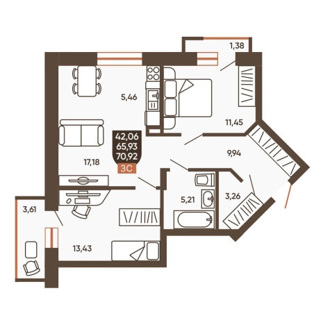 Купить квартиру в ЖК Ермак (Новосибирск) в Новосибирске. Вариант № 8881275, 0, площадь -  квм, цена 8350000 рублей