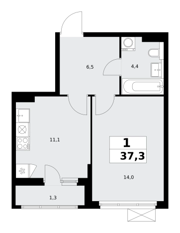 Купить однокомнатную квартиру у метро Потапово в Москве. Вариант № 99754, 0, площадь -  квм, цена 13132211 рублей