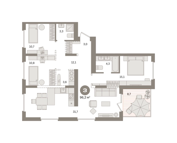 Купить трехкомнатную квартиру у метро Домодедовская в Московской области. Вариант № 8538629, 0, площадь -  квм, цена 18460000 рублей