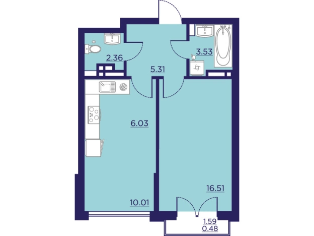 Купить однокомнатную квартиру в ЖК Городские Сады в Воронеже. Вариант № 102911, 0, площадь -  квм, цена 6802574 рублей