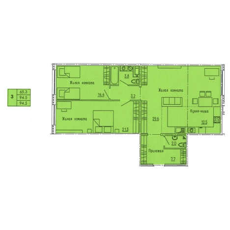 Купить трехкомнатную квартиру на вторичке в ЖК Жилой комплекс "Лугометрия" в Пензе. Вариант № 69234, 0, площадь -  квм, цена 9072000 рублей