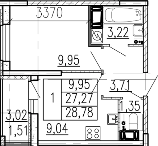 Купить однокомнатную квартиру в ЖК Высота в Ленинградской области. Вариант № 9095317, 0, площадь -  квм, цена 4505900 рублей
