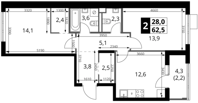 Купить двухкомнатную квартиру в новостройках в ЖК 1-й Ясеневский в Москве. Вариант № 9809889, 0, площадь -  квм, цена 23291870 рублей