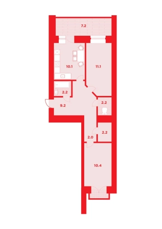 Купить двухкомнатную квартиру в Амурской области. Вариант № 3259758, 1, площадь -  квм, цена 8850000 рублей