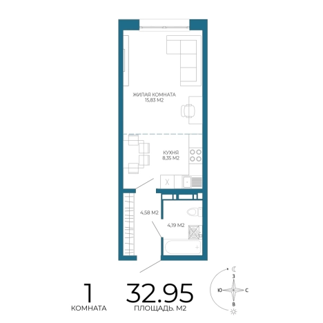 Купить однокомнатную квартиру в Микрорайоне Пенза-2, Железнодорожный район в Пензе. Вариант № 2334292, 0, площадь -  квм, цена 3031400 рублей