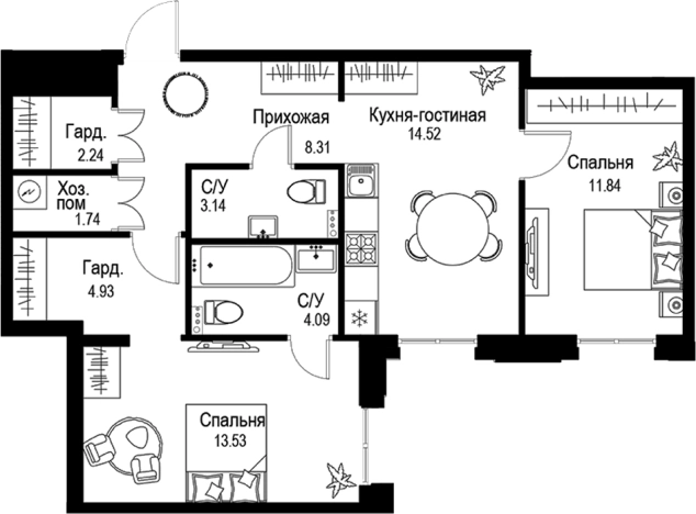 Купить трехкомнатную квартиру в ЖК ID Petrogradskaya в Санкт-Петербурге. Вариант № 4829222, 0, площадь -  квм, цена 30239800 рублей