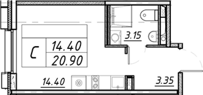 Купить Студию на улице Московское шоссе в Санкт-Петербурге. Вариант № 5442508, 0, площадь -  квм, цена 8109976 рублей
