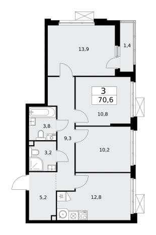 Купить трехкомнатную квартиру в Микрорайоне Марьинский Парк, район Марьино в Москве. Вариант № 834245, 0, площадь -  квм, цена 25947618 рублей