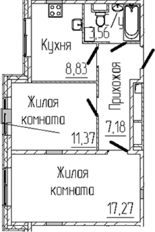 Купить двухкомнатную квартиру у метро Парнас в Сертолове. Вариант № 6057445, 0, площадь -  квм, цена 8947776 рублей