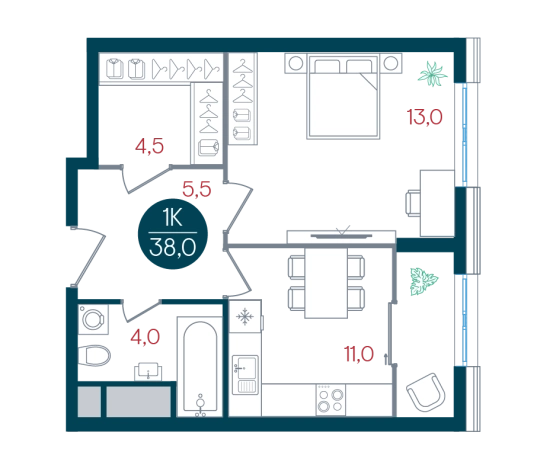 Купить однокомнатную квартиру в районе Царицыно в Москве. Вариант № 8948689, 0, площадь -  квм, цена 14075696 рублей