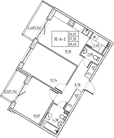 Купить трехкомнатную квартиру в ЖК Энфилд в Ленинградской области. Вариант № 7830840, 0, площадь - квм, цена 10418558 рублей