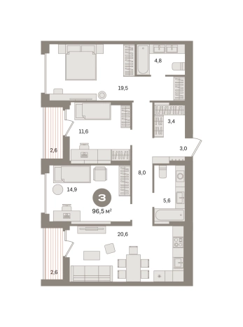 Купить трехкомнатную квартиру у метро Домодедовская в Видном. Вариант № 8538489, 0, площадь -  квм, цена 15290000 рублей