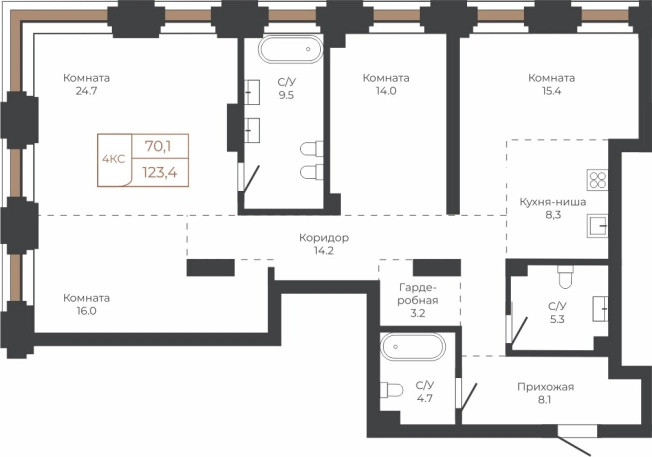 Купить квартиру в Барнауле. Вариант № 6841555, 0, площадь -  квм, цена 27246864 рублей