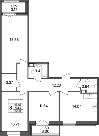 Купить трехкомнатную квартиру у метро Парнас в Ленинградской области. Вариант № 7601448, 0, площадь -  квм, цена 10574080 рублей