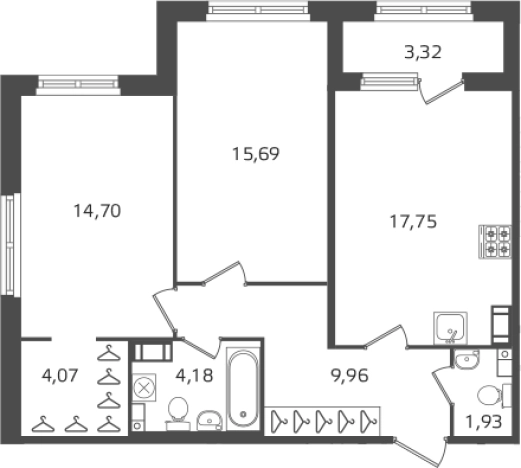 Купить трехкомнатную квартиру в ЖК Б15 в Санкт-Петербурге. Вариант № 6241676, 0, площадь -  квм, цена 21631104 рублей