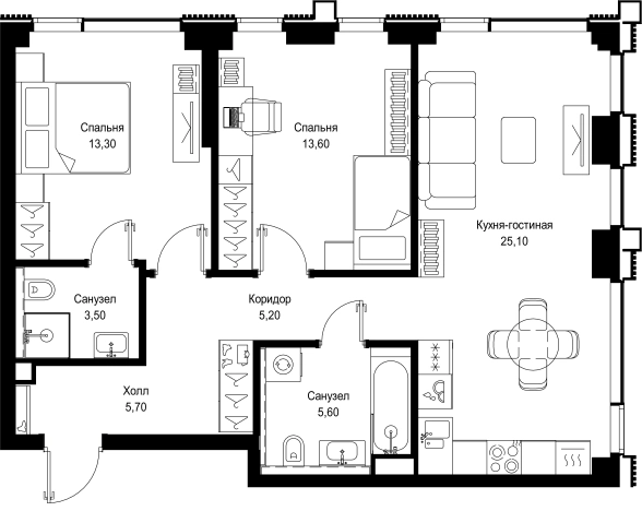 Купить двухкомнатную квартиру у метро Тушинская в Москве. Вариант № 10443560, 0, площадь -  квм, цена 31723200 рублей