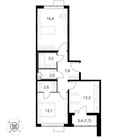Купить двухкомнатную квартиру в ЖК 1-й Шереметьевский в Химках. Вариант № 9825656, 0, площадь -  квм, цена 17863120 рублей