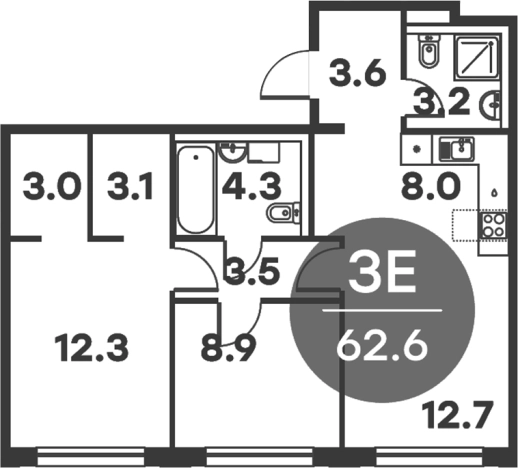 Купить трехкомнатную квартиру в Одинцове. Вариант № 157314, 0, площадь -  квм, цена 9530850 рублей