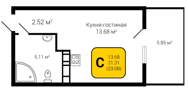 Купить Студию в районе Центральный в Воронеже. Вариант № 157799, 0, площадь -  квм, цена 3689600 рублей