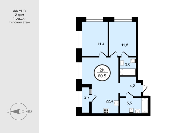 Купить квартиру в новостройках в ЖК UNO в Владимире. Вариант № 219831, 0, площадь -  квм, цена 8776850 рублей