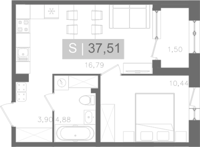 . Вариант № 5564257, 0, площадь - 36.01 квм, цена 13225745 рублей