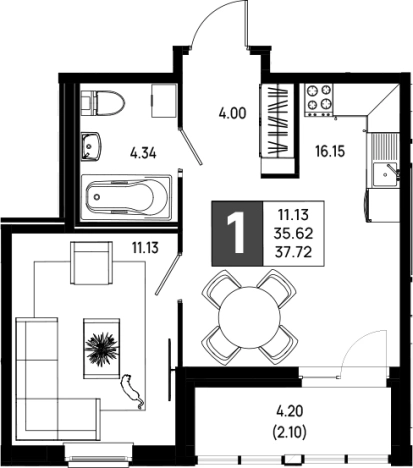 Купить двухкомнатную квартиру в ЖК Имена в Ленинградской области. Вариант № 6641904, 0, площадь -  квм, цена 4941320 рублей