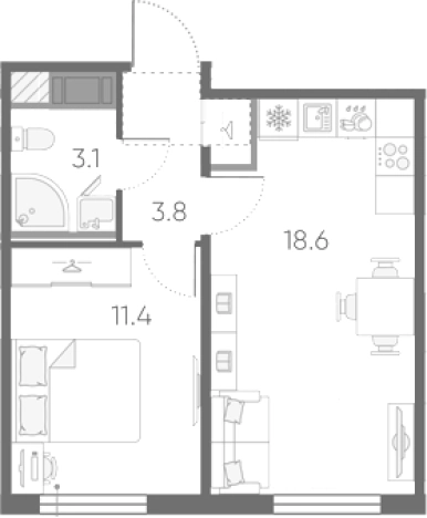 Купить двухкомнатную квартиру на улице проспект Большевиков в Санкт-Петербурге. Вариант № 7255539, 0, площадь -  квм, цена 9383928 рублей