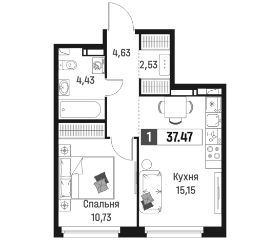 Купить двухкомнатную квартиру в Мурине. Вариант № 6867356, 0, площадь -  квм, цена 7221991 рублей