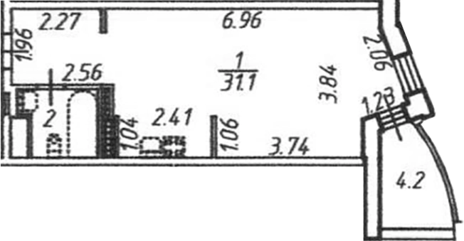 . Вариант № 7843965, 0, площадь - 34.3 квм, цена 6900000 рублей