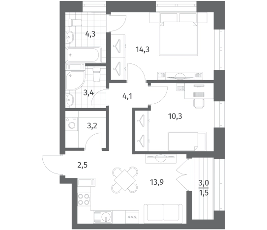 Купить двухкомнатную квартиру в ЖК NEWПИТЕР в Ленинградской области. Вариант № 5258448, 0, площадь -  квм, цена 10250000 рублей