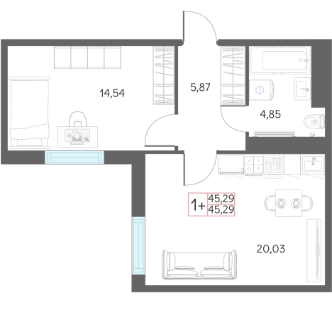 Купить однокомнатную квартиру в новостройках в Тобольске. Вариант № 159711, 0, площадь -  квм, цена 4820000 рублей