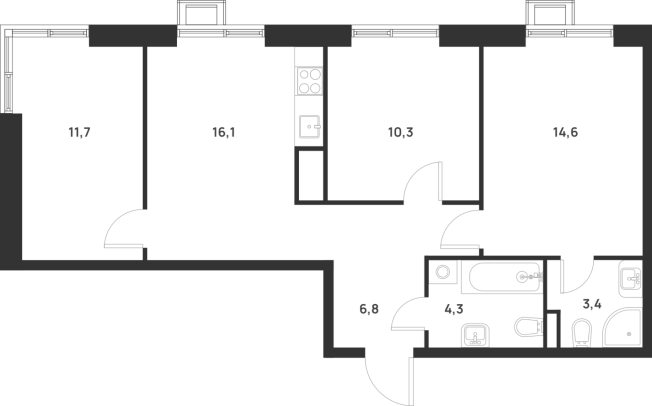 Купить трехкомнатную квартиру у метро Корниловская в Москве. Вариант № 10416807, 0, площадь -  квм, цена 18337204 рублей