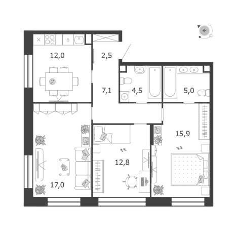 Купить квартиру в ЖК Shagal в Москве. Вариант № 164619, 0, площадь -  квм, цена 40556924 рублей