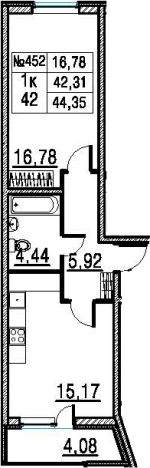 . Вариант № 4034090, 0, площадь - 40.06 квм, цена 8190513 рублей