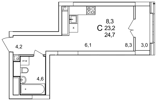 Купить Студию в ЖК Анкудиновский Парк в Нижегородской области. Вариант № 121147, 0, площадь -  квм, цена 5038800 рублей