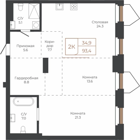 Купить двухкомнатную квартиру в ЖК Барнаул в Барнауле. Вариант № 6841775, 0, площадь -  квм, цена 22176420 рублей