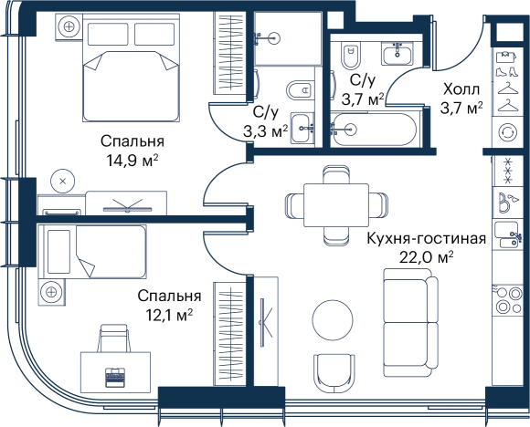 Купить двухкомнатную квартиру в СЗАО в Москве. Вариант № 148746, 0, площадь - квм, цена 30541267 рублей