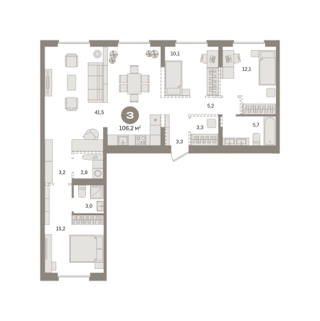 Купить трехкомнатную квартиру у метро Домодедовская в Видном. Вариант № 8538446, 0, площадь -  квм, цена 17090000 рублей