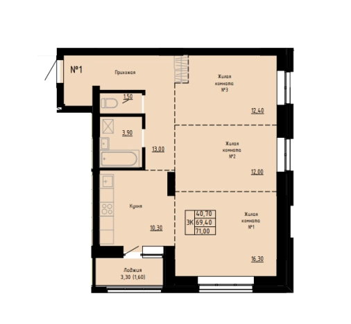Купить квартиру в ЖК Титул в Барнауле. Вариант № 2521381, 0, площадь -  квм, цена 9914000 рублей