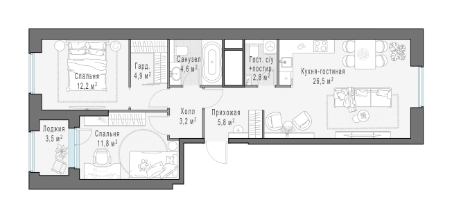 Купить квартиру в новостройках в ЖК КутузовGRAD II в Москве. Вариант № 62921, 0, площадь -  квм, цена 32180000 рублей