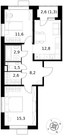Купить двухкомнатную квартиру в ЖК 1-й Химкинский в Химках. Вариант № 9712394, 0, площадь -  квм, цена 15286400 рублей