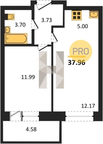 Купить однокомнатную квартиру в новостройках в ЖК Азбука в Ижевске. Вариант № 65254, 0, площадь -  квм, цена 3340480 рублей