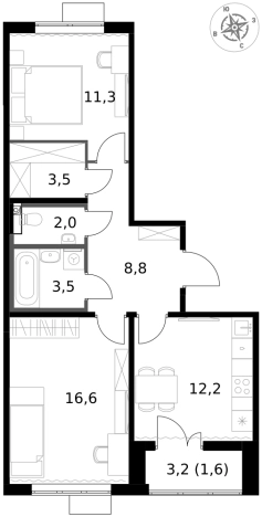 Купить квартиру в ЖК 1-й Южный в Видном. Вариант № 9807420, 0, площадь -  квм, цена 16338700 рублей
