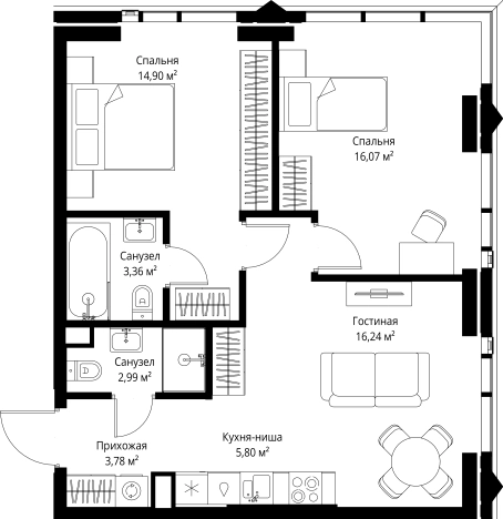 Купить двухкомнатную квартиру у метро Хорошево в Москве. Вариант № 9269700, 0, площадь -  квм, цена 41899704 рублей