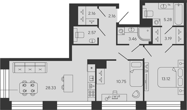 Купить трехкомнатную квартиру в ЖК BASHNI ELEMENT в Санкт-Петербурге. Вариант № 4162142, 0, площадь -  квм, цена 51493051 рублей